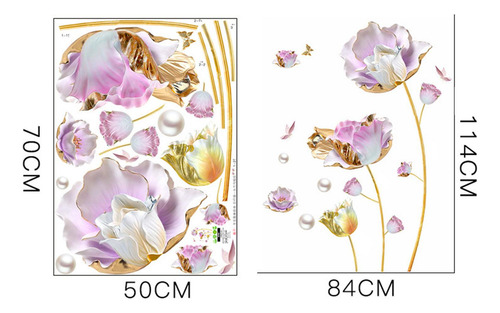 2 Pegatinas De Pared De Flores, Calcomanías Artísticas