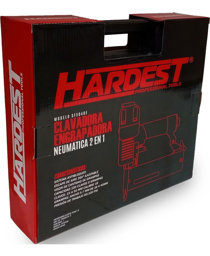 Imagen 4 de 6 de Clavadora Engrampadora Hardest Neumatica 2 En 1 Sf5040e