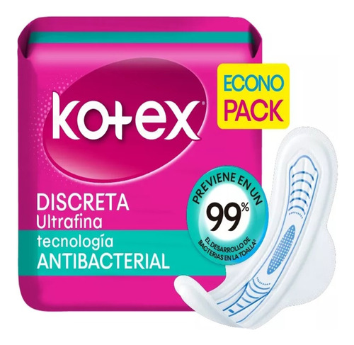 Toallas Kotex Antibacterial 30u - Unidad a $573