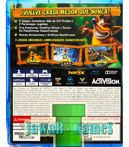 Crash Bandicoot: N Sane Trilogy Ps4 - Playstation 4 (Usado)