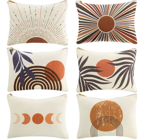 6 Piezas Bolsa De Maquillaje Boho Neceser De Maquillaje Suns