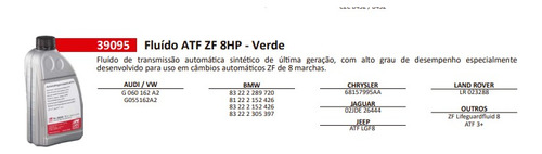Kit 09 Lts Óleo Atf Febi 39095 E Filtro Carter Zf 8hp45 Hp70