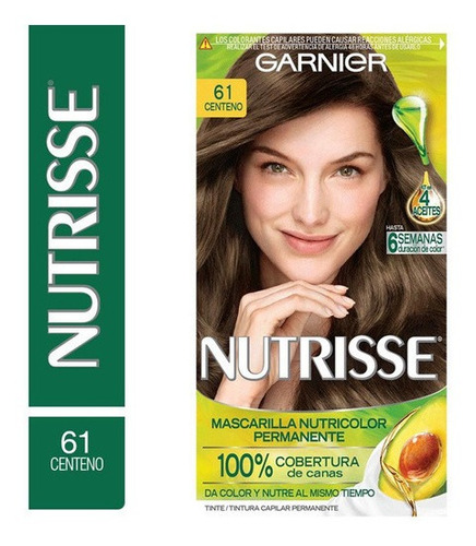 Kit Tintura Garnier  Nutrisse regular clasico Mascarilla nutricolor permanente tono 61 centeno para cabello