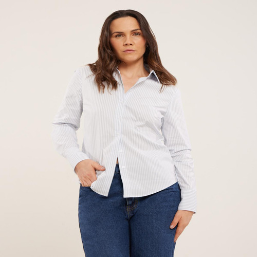 Camisa Mujer Patprimo M/l Azul Claro Algodón 30010575-527