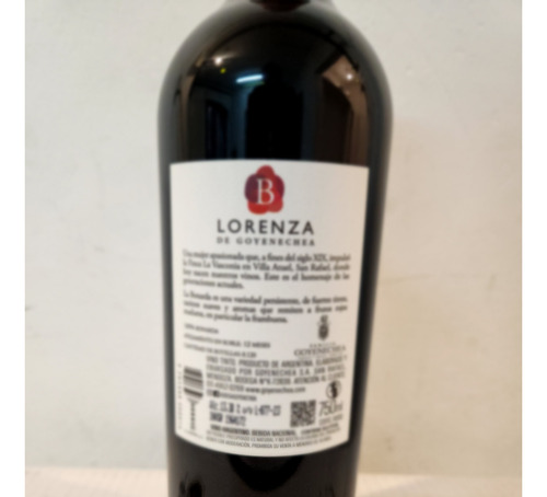 Vino Tinto Lorenza Bonarda De Bodega Goyenechea