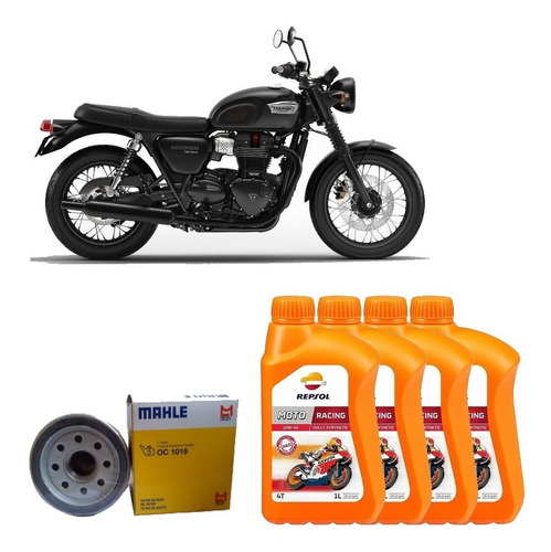 Troca De Óleo Triumph T100 Repsol 10w40 Racing Mahle Oc1019