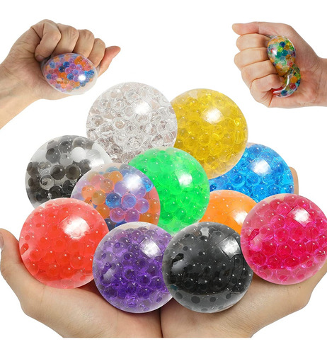 Pelota Squishy Antiestres Hidrogel Transparente 12 Piezas