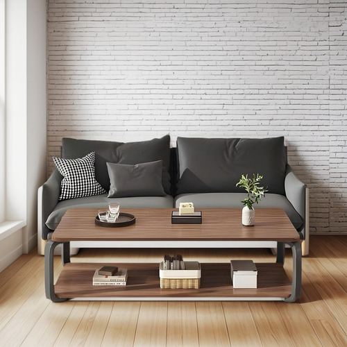 Mesa De Centro Rectangular 2 Niveles 120x60x43cm Lubabycas