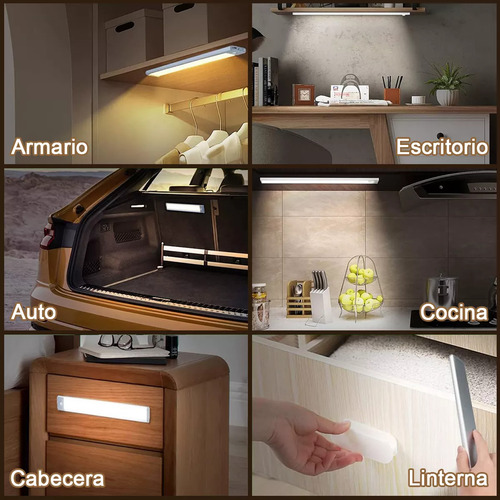Con Sensor Movimiento Luz De Led Clóset Usb 2 Piezas