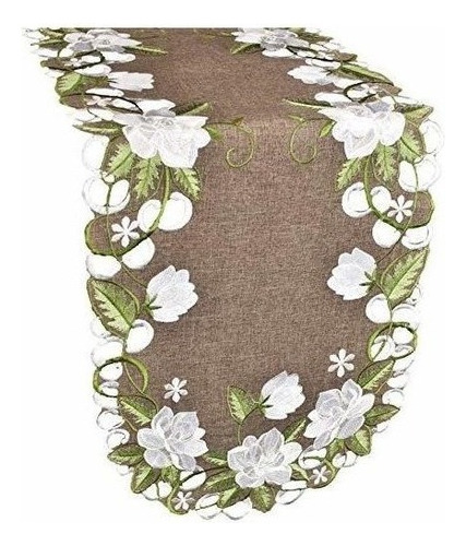 Hermoso Diseño Floral De Magnolia Blanca Y Hojas Verdes Con 