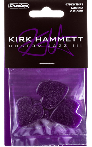 Kit 6 Palhetas Dunlop Jazz Ill Kirk Hammet Signat. - 47pkh3 Cor Roxo