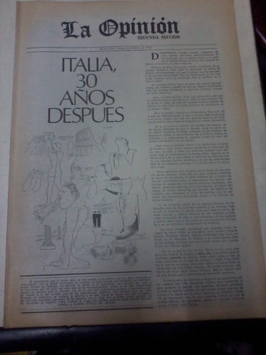 Diario La Opinion Antiguo 8 Febrero 1974 Italia 30 Años Desp