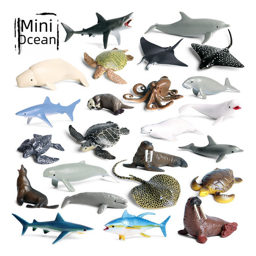 Mini Tiburón Negro Real 2041 Modelo Marino Pequeño