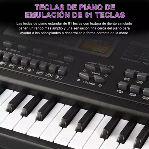 X 61 Teclas Electrónico Piano Digital Musical Con Micrófono