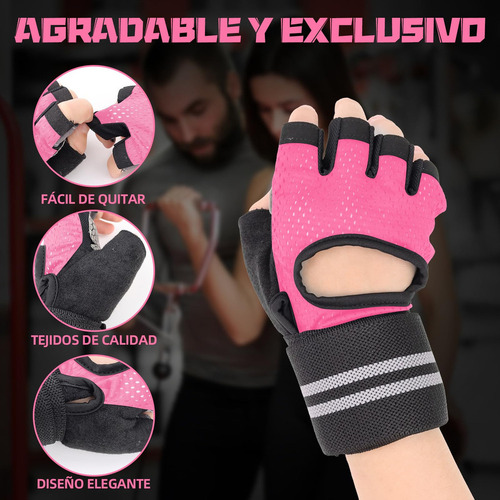 1 Par Guantes Para Gym Con Protección Muñequeras Guantes