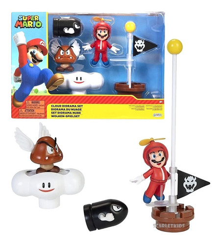 Super Mario Diorama Playset Nube Mario Nintendo Orig Scarlet