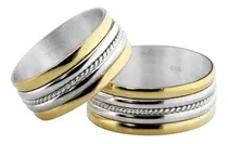 Comprar Par De Alianzas 1\u002F2 Caña 7 Mm De Plata 925 Y Oro 18 Kts
