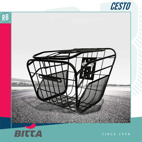 Canasto Delantero Bitta Para Bicicleta Eléctrica o Paseo – Cesto Reforzado de Malla Metálica Negra – Soporte Resistente, Ideal para e-Bikes, Cómodo y Seguro para Cargas Ligeras o Bolsos