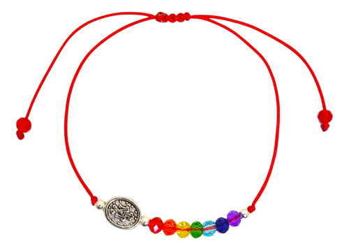 Pulsera Cristales 7 Chakras Dije Amuleto Protector Acero Virgen Medalla Milagrosa 0 Mm