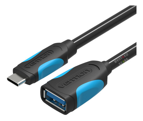 Cable adaptador USB A 3.0 Otg Vention para teléfono celular USB C de 25 cm, color negro