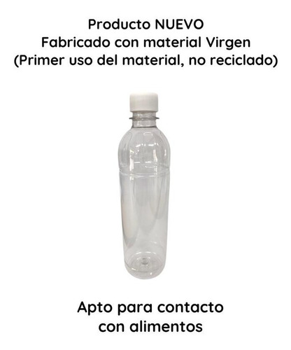 Imagen 6 de 10 de Envase 500 Cc Pet Cristal Base Plana Tapa Rosca X 160 Unid.