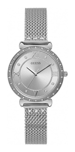 Reloj Guess Mujer W1289l1 Bisel Con Piedras Malla Tejida Color de la malla Plateado Color del bisel Plateado Color del fondo Plateado