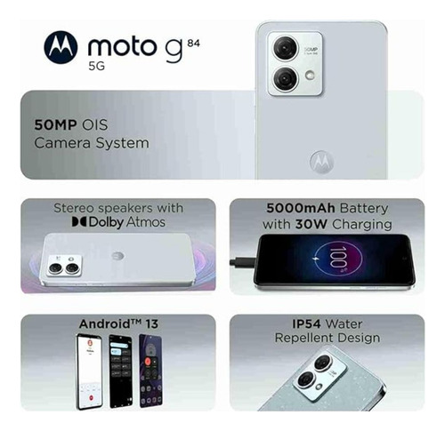 Celular Motorola Moto G84 5g 256gb 12gb Dual Sim 50 Mpx Nfc Azul Claro