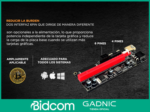 Kit X 10 Riser Ver 009s 6pin 16x Usb Eth Btc Cripto Mineria