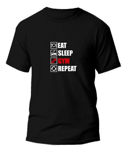 Camiseta Eat Sleep Gym Repeat Dry Fit Treino Academia