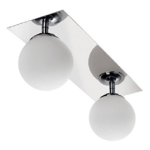 Aplique Plafon 2 Luces Elyn Acero Inox - Globo Vidrio 9cm