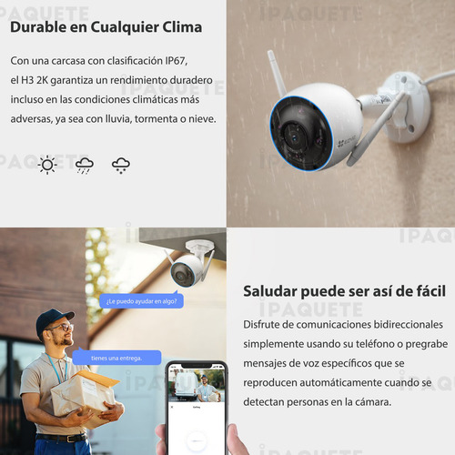 Cámara Seguridad Ezviz Wifi Exterior Nocturna Color 2k +64gb
