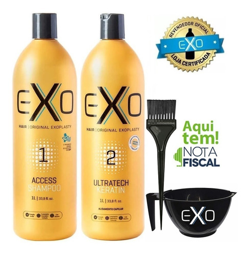 Imagem 1 de 10 de Kit Exo Hair Exoplastia Capilar 1 E 2 1l Selagem Progressiva