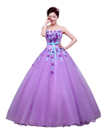 Vestido De Quinceañera Elegante Color Violeta Morado Barato | Envío gratis