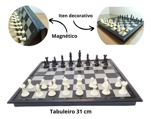 Jogo De Xadrez Magnético Com Tabuleiro Dobrável Peças Imã - Art