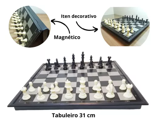 Tabuleiro de Xadrez Magnetico Grande 33x33 Jogo Iniciante