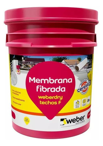 Weber Techos F Membrana Liquida Fibrada X 20kg-fibrado Techo