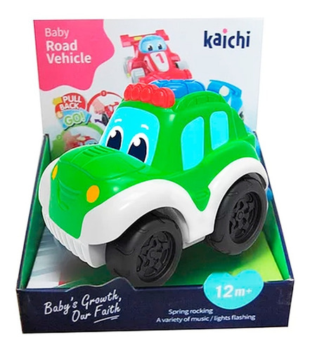 Auto Con Luz Y Sonido Para Bebés Autito Cartoon Kaichi Bebes Personaje Auto/verde