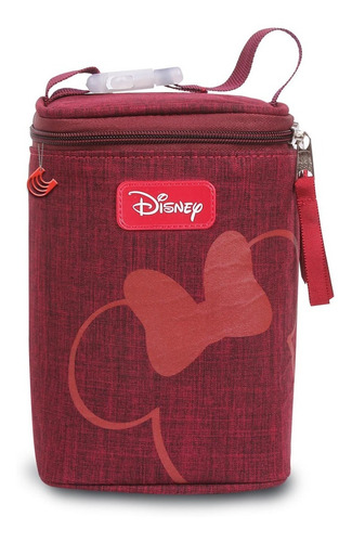 Imagem 1 de 3 de Porta Mamadeira Bebe Térmico Disney Minnie Mouse Vinho