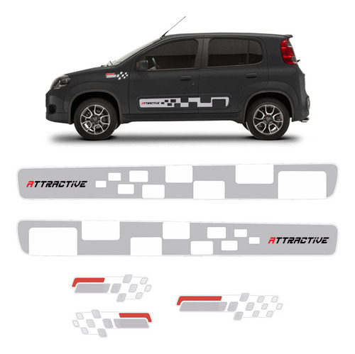 Kit Adesivos Para Fiat Uno Attractive 2011/2021 - Genérico