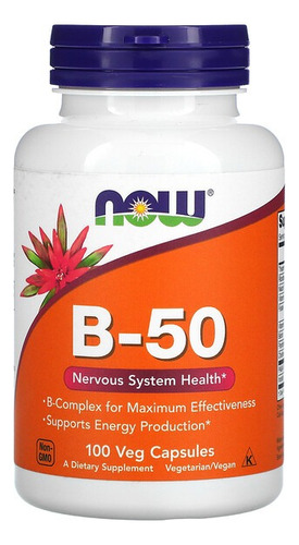 Now Foods Vitamina B-50 Producción Energía 100 Vegcaps Sabor Sin Sabor