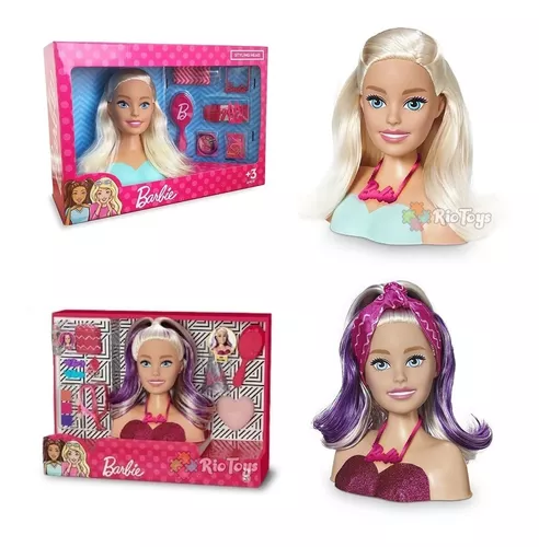 Boneca Barbie Busto Maquiagem Styling Head Faces Acessorios - Rosa