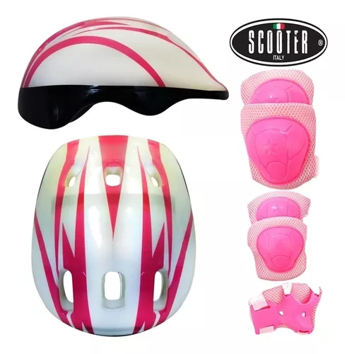 Casco Bicicleta Niños Kit Rodilleras+coderas+muñequeras