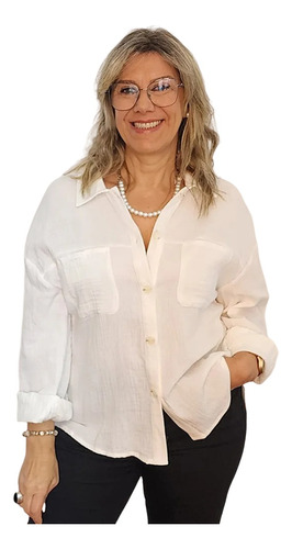 Camisa Muselina Blanca Blusa Mujer Talles Grandes