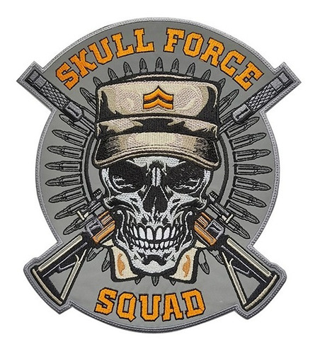 Parche Bordado Skull Force Squad, Calavera Armas Reflectivo