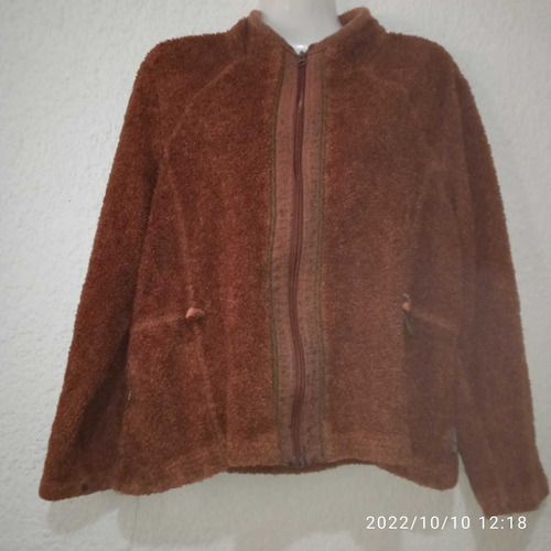 Campera Dama L Tejido Boucle Peludito Marrón Buen Estado 