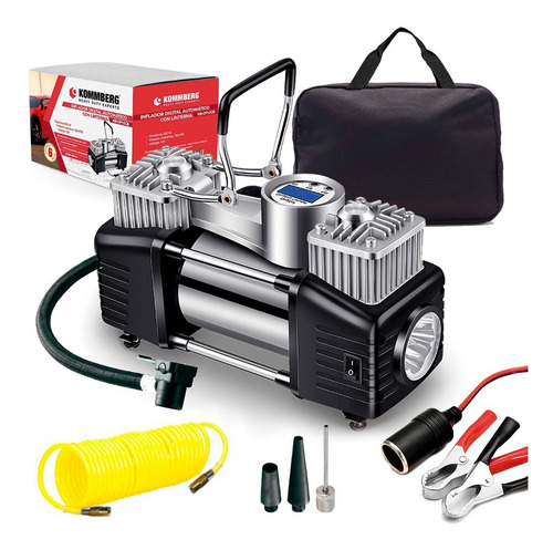 Imagen 1 de 10 de Inflador Digital Kommberg Mini Compresor Auto 12v Linterna