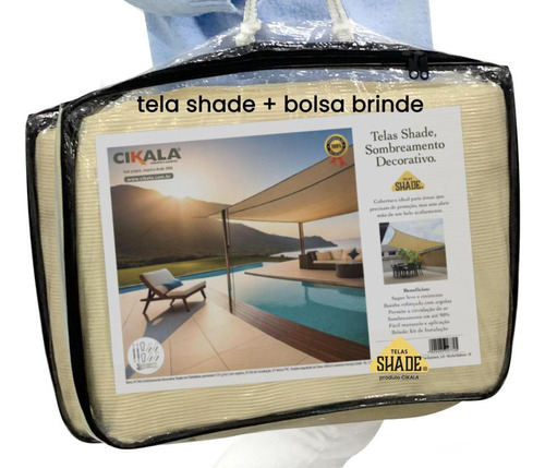 Tela Shade Sombreamento Areia 5x2 Metros + Kit De Instalação