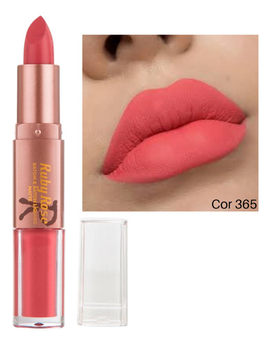 Batom Ruby Rose 2 Em 1 Matte Duo Bastão/líquido Varias Cores Cor Cor 365