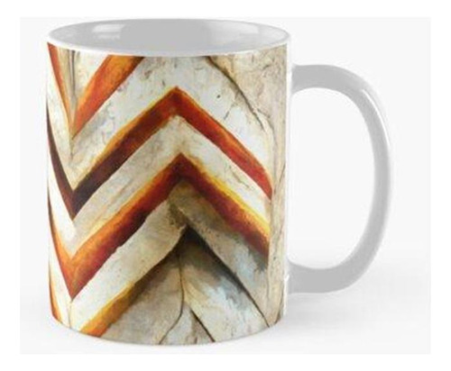 Taza Art Deco Faux Marble Zig Zag Patrón Azulejo Rojo Naranj