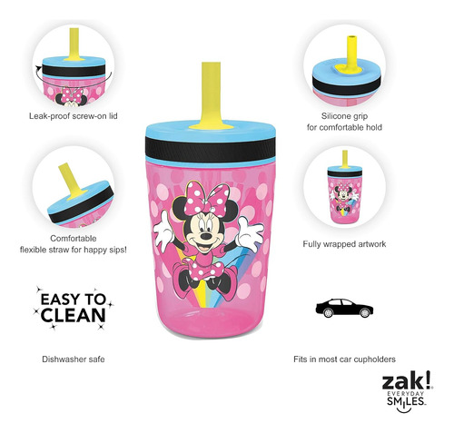 Vasos Para Niños 2 Piezas Diseño Color Rosa 450ml Plastico